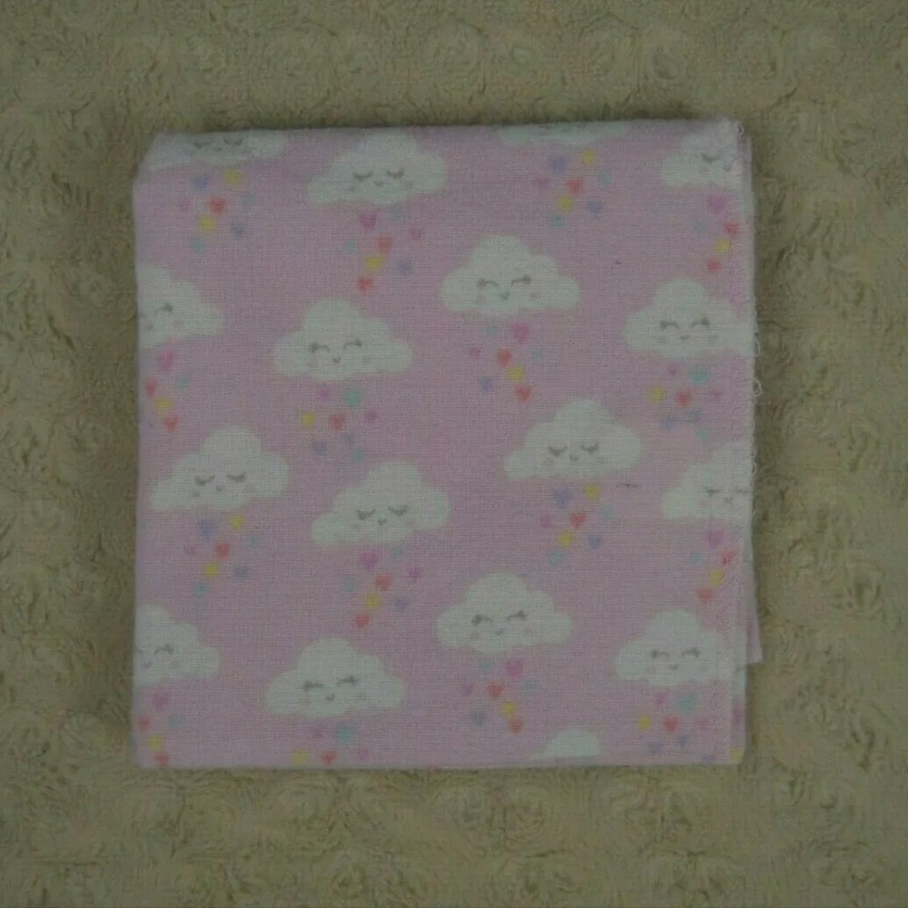 Zak & Zoey Clouds Baby Receiving Blanket Pink Hearts White Purple Gray Flannel